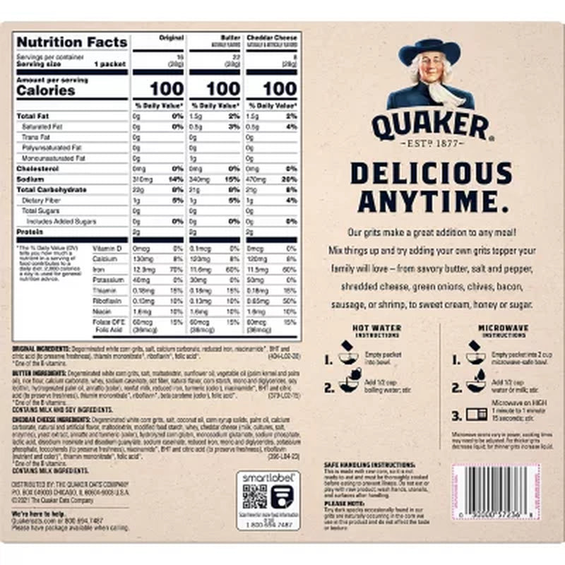 Quaker Instant Grits, Variety Pack 45.4 Oz., 46 Pk.