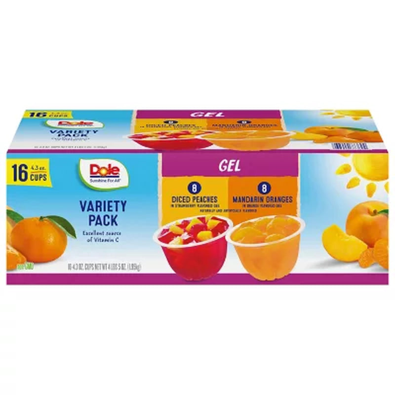 Dole Fruit Bowls in Gel Variety Pack 4.3Oz., 16Pk.