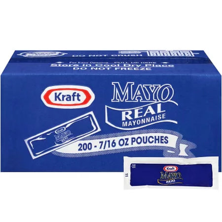 Kraft Real Mayo Mayonnaise Single Serve Pouches, 200 Ct.