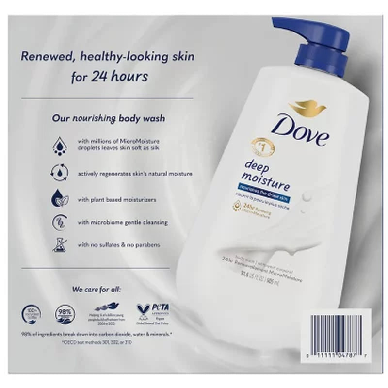 Dove Deep Moisture Renewing Body Wash, 30.6 Fl. Oz., 2 Pk.