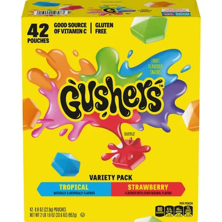 Gushers Strawberry & Tropical Variety Pack Snacks, 0.8 Oz., 42 Pk.