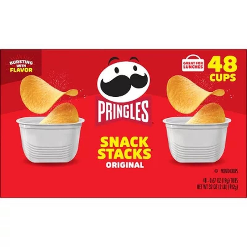 Pringles Snack Stacks Original Potato Crisps, 0.67 Oz., 48 Pk.