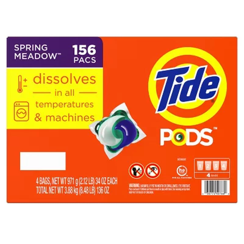 Tide PODS Laundry Detergent Pacs, Spring Meadow, 156 Ct.