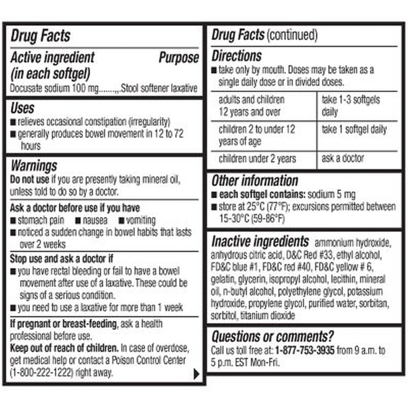 Member'S Mark Stool Softener Softgels, 100 Mg Docusate Sodium, 600 Ct.