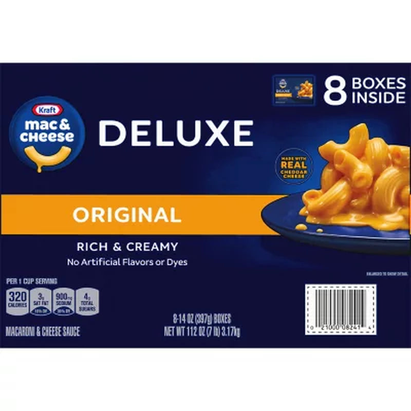 Kraft Deluxe Original Cheddar Macaroni and Cheese Dinner, 14 Oz., 8 Pk.