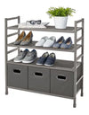 4-Tier Stackable Metal Storage Rack with Fabric Bins