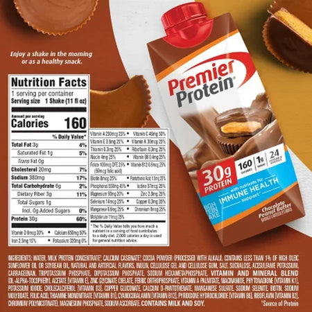 Premier Protein 30G High Protein Shake, Chocolate Peanut Butter, 11 Fl. Oz., 15 Pk.