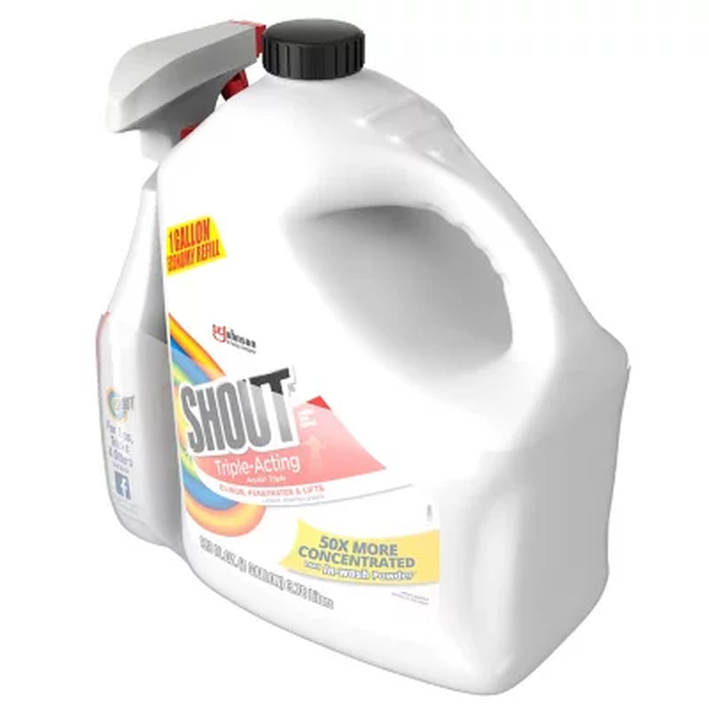 Shout Triple-Acting Laundry Stain Remover 128 Fl. Oz. Refill + 22 Fl. Oz. Trigger