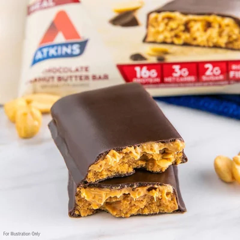 Atkins Chocolate Peanut Butter Meal Bars, High Fiber, 16G of Protein 15 Ct.