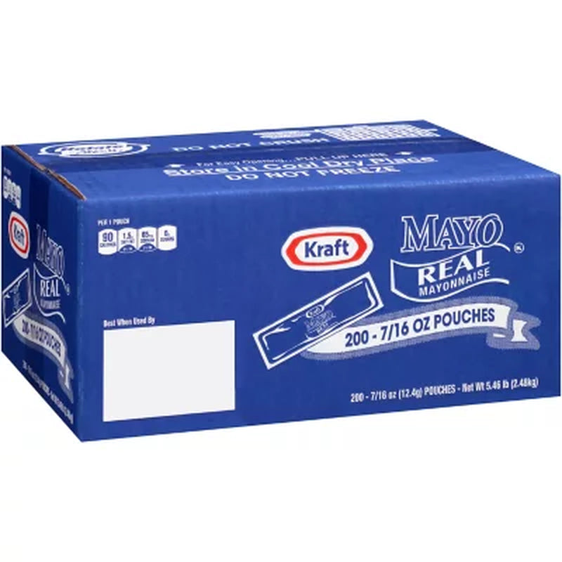 Kraft Real Mayo Mayonnaise Single Serve Pouches, 200 Ct.