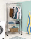 Honey-Can-Do Chrome Rolling Laundry Clothes Rack with Shelves