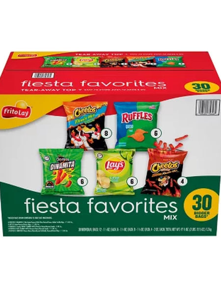 Frito-Lay Fiesta Favorites Mix, Variety Pack Chips & Snacks, 30 Pk.