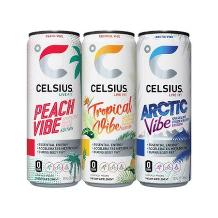 Celsius Essential Energy Sparkling Vibe Variety Pack, 12 Fl. Oz., 18 Pk.