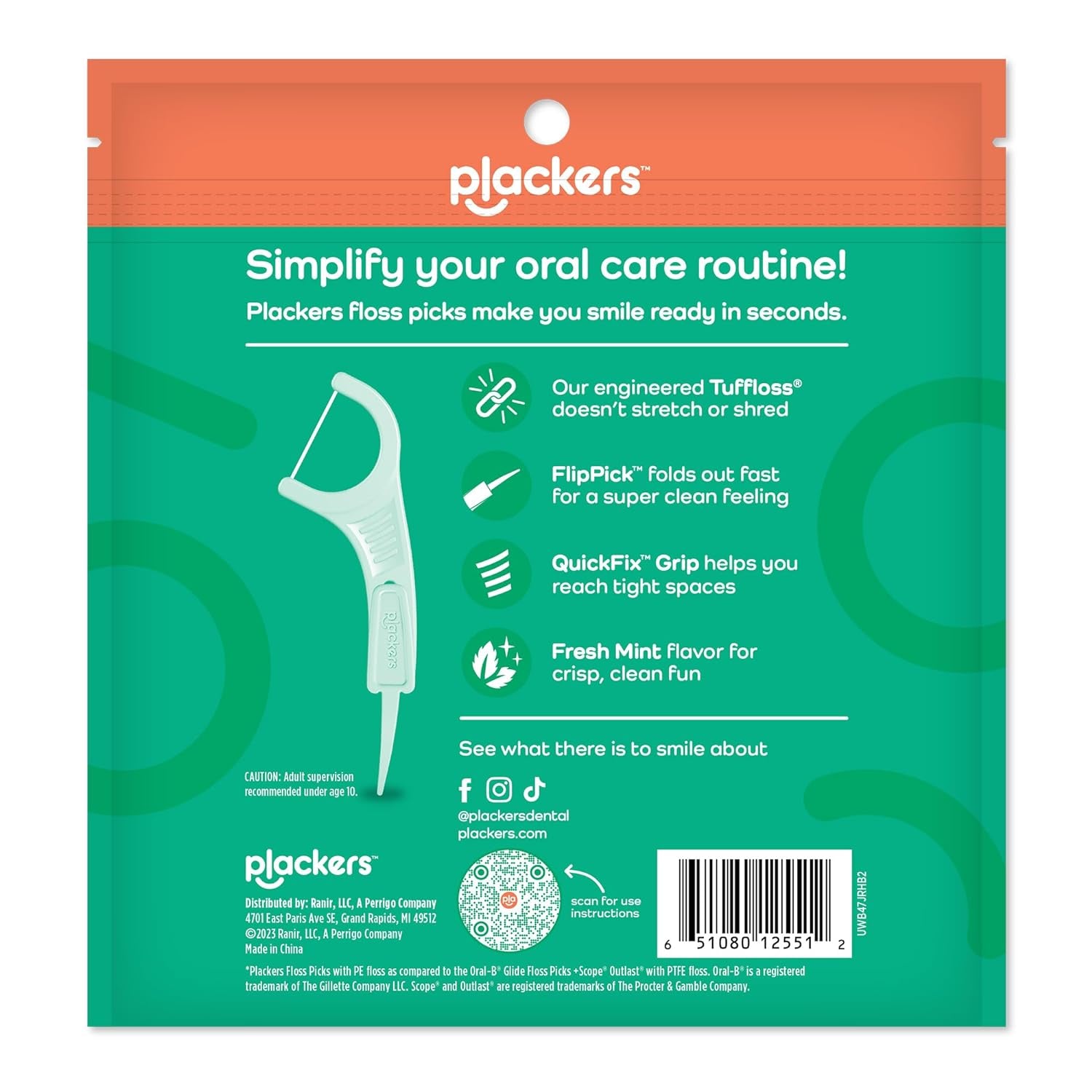 Micro Line Dental Floss Picks, Fold-Out Flippick, Tuffloss, Easy Storage with Sure-Zip Seal, Fresh Mint Flavor, 300 Count