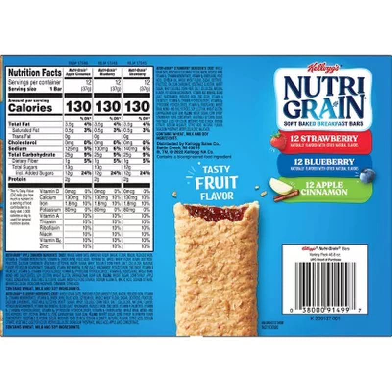 Nutri-Grain Bars Variety Pack, 1.3 Oz., 36 Pk.