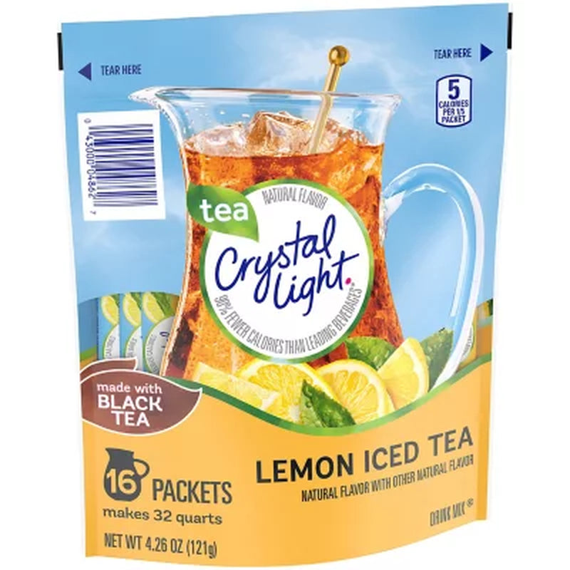 Crystal Light Lemon Iced Tea Naturally Flavored Powdered Drink Mix 16 Ct.