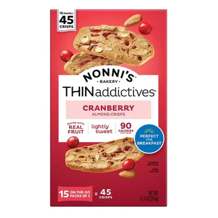 Nonni'S Thinaddictives Cranberry Almond Crisps 15 Pk.