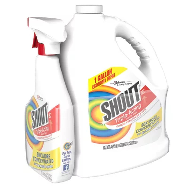 Shout Triple-Acting Laundry Stain Remover 128 Fl. Oz. Refill + 22 Fl. Oz. Trigger