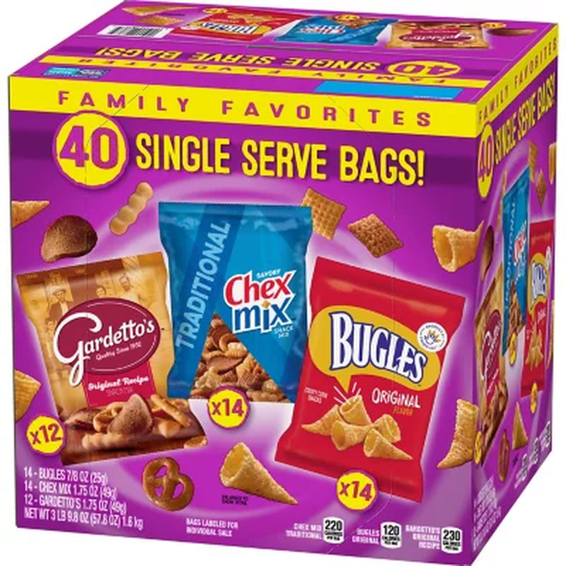 Bugles, Chex Mix & Gardetto Variety Pack Snacks, 40 Pk.