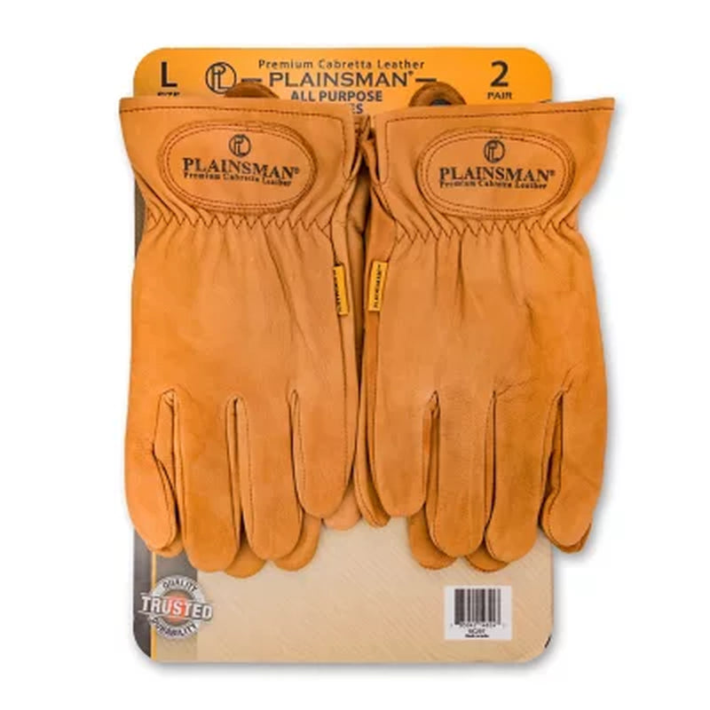 Plainsman Premium Cabretta Brown Leather Gloves 2 Pairs