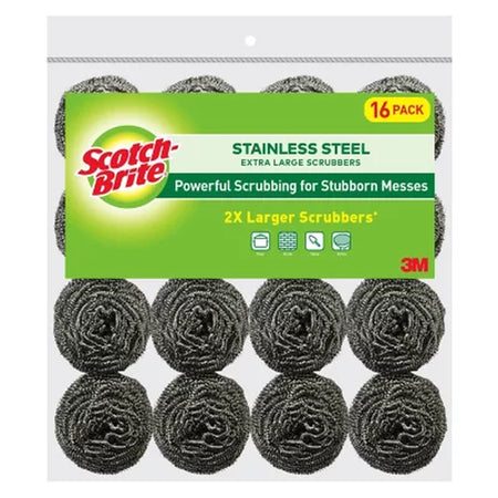 Scotch-Brite Stainless Steel Extra Large Scrubbers,16 Ct.