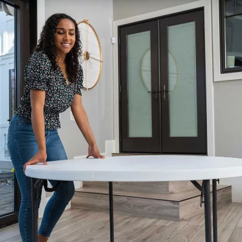 Lifetime 48" Fold-In-Half round Commercial Grade Table, White Granite