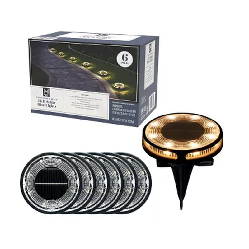 Member'S Mark 6-Pack Matte Black LED Solar Disc Lights - 30 Lumens