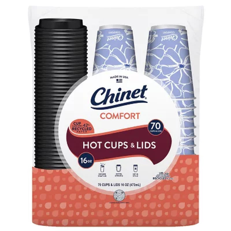 Chinet Comfort Cup and Lids, 16 Oz. 70 Ct.