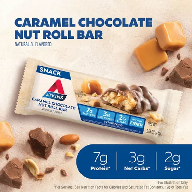 Atkins Caramel Chocolate Nut Roll Snack Bar 18 Ct.