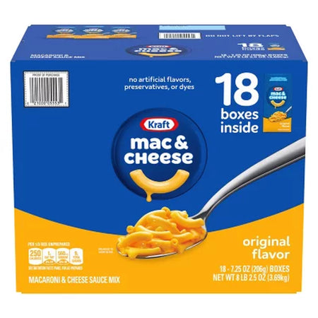 Kraft Original Macaroni and Cheese Dinner, 7.25Oz., 18Pk.