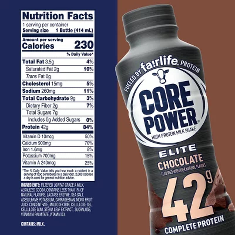 Fairlife Core Power Elite 42G Protein Shake, Chocolate, 14 Fl. Oz., 10 Pk.