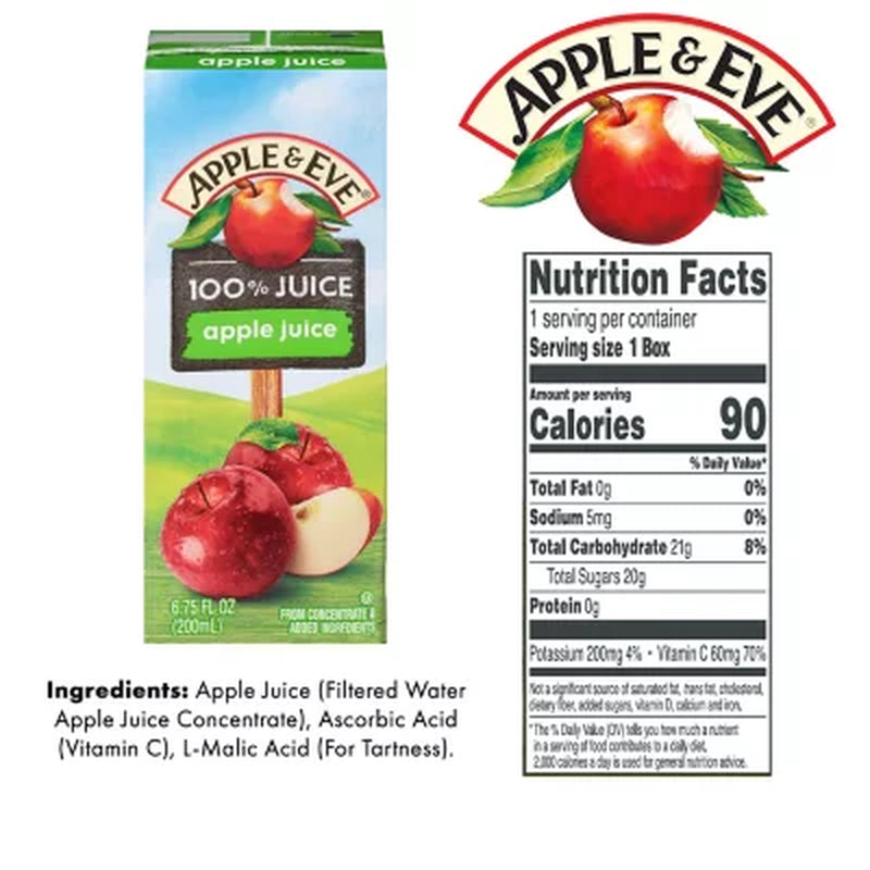 Apple & Eve 100% Juice Variety Pack, 6.75 Fl. Oz., 36 Pk.