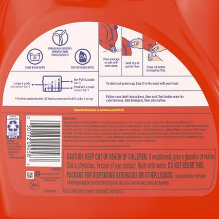 Tide Liquid Laundry Detergent, Original, 152 Loads, 170 Fl. Oz.