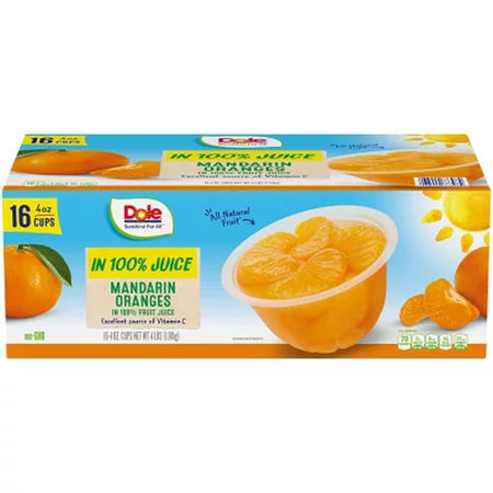 Dole Mandarin Oranges in 100% Fruit Juice, 4 Oz., 16 Pk.