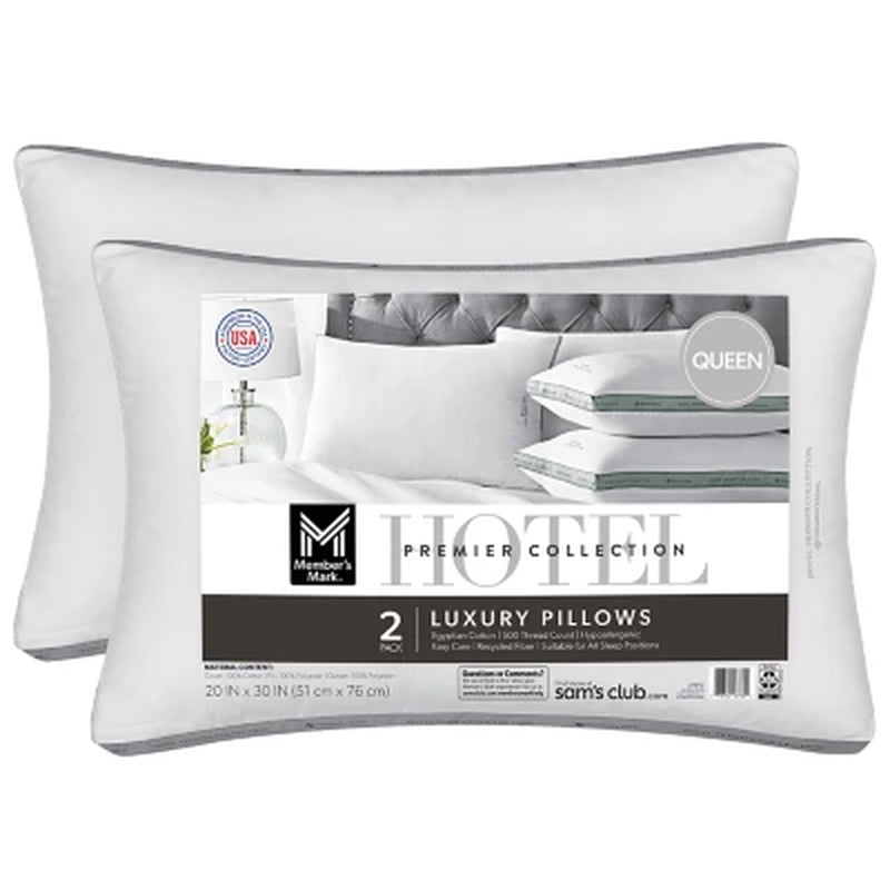 Member'S Mark Hotel Premier Collection Bed Pillows, Assorted Sizes Set of 2