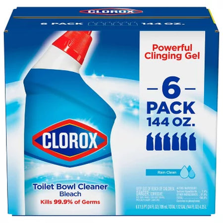 Clorox Toilet Bowl Cleaner with Bleach, Rain Clean, 6Pk., 144 Fl. Oz.