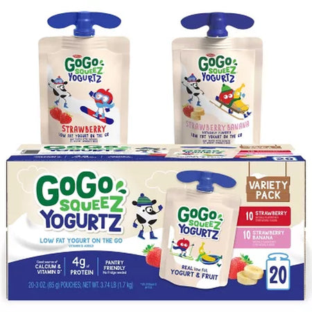 Gogo Squeez Yogurtz Strawberry and Strawberry Banana, 20 Ct.