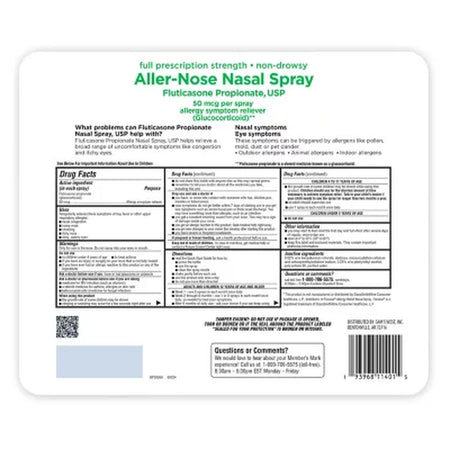 Member'S Mark Aller-Nose Fluticasone Propionate Nasal Spray, 50 Mcg, 0.62 Fl. Oz., 6 Ct.