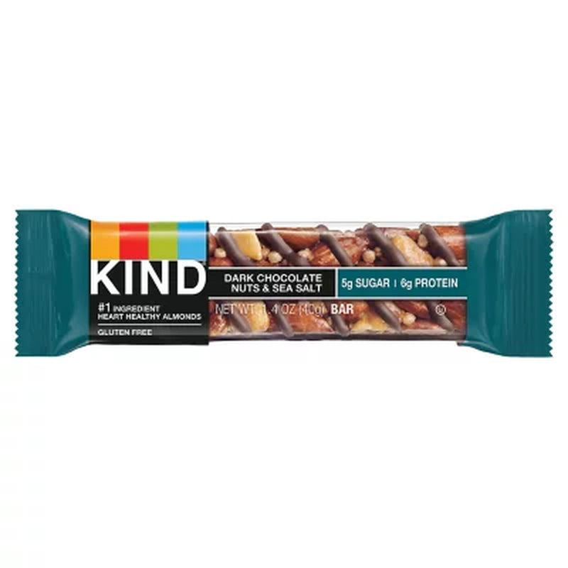 KIND Snack Bars Variety Pack, Dark Chocolate Nuts & Sea Salt and Peanut Butter Dark Chocolate 18 Ct.