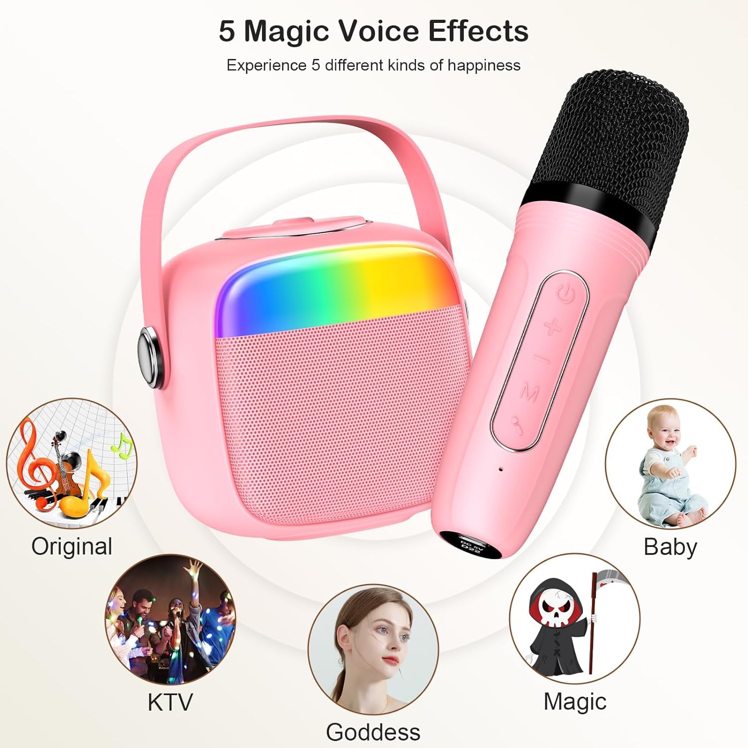 Karaoke Machine for Kids & Adults, Mini Portable Bluetooth Speaker with Microphones, Home Party Karaoke Speaker 