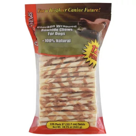 Canine Chews Chicken-Wrapped Rawhide Chews for Dogs 125 Ct.