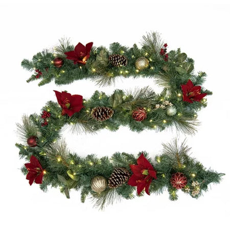 Christmas 9' Pre-Lit Decorated Garland Classic Holiday Decoration