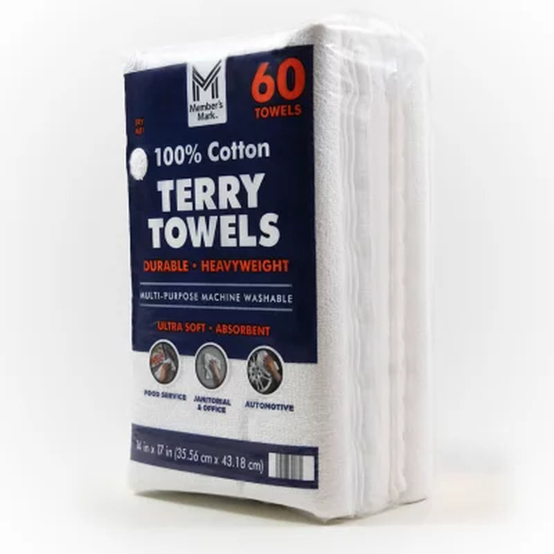 Member'S Mark 100% Cotton Terry Towels, 14" X 17", 60 Ct.