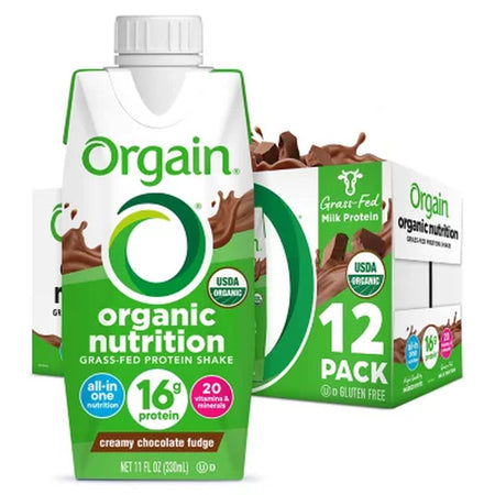 Orgain Organic Nutrition 16G Grass-Fed Protein Shake, Creamy Chocolate Fudge, 11 Fl. Oz., 12 Pk.