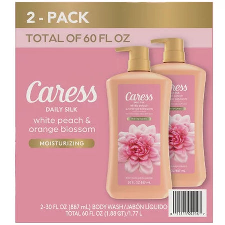 Caress Daily Silk Hydrating Body Wash, White Peach & Orange Blossom, 30 Fl. Oz., 2 Pk.