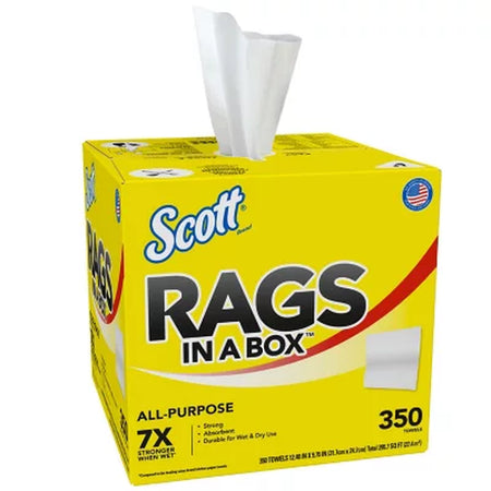 Scott Rags in a Box, White, All Purpose 350 Sheets/Box