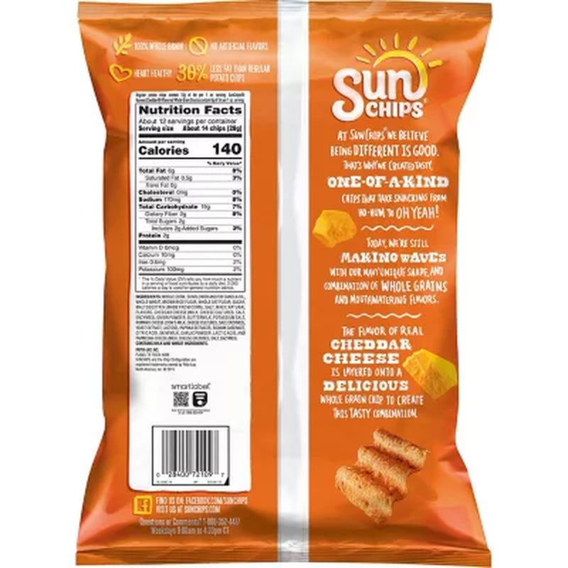 Sunchips Whole Grain Harvest Cheddar Chips, 12.25 Oz.