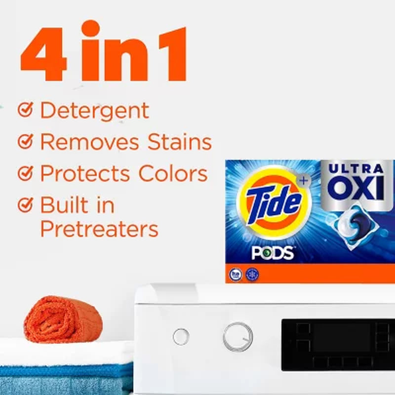 Tide PODS Liquid Detergent Pacs, 4-In-1 Ultra Oxi, 104 Ct.