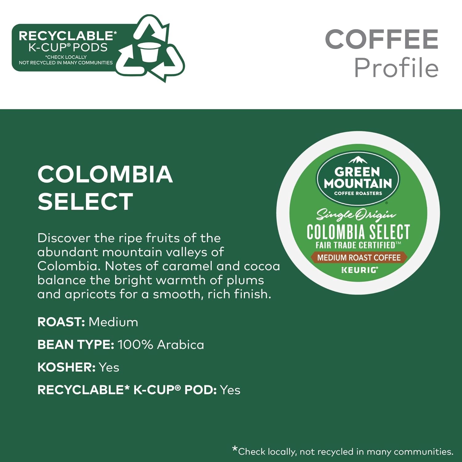 Colombia Select Coffee, Keurig Single-Serve K-Cup Pods, Medium Roast Coffee, 96 Count (4 Packs of 24)