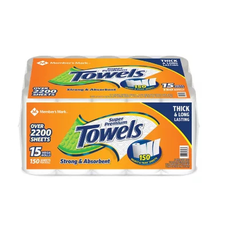 Member'S Mark Select & Tear 2-Ply Paper Towels 15 Rolls, 150 Sheets/Roll